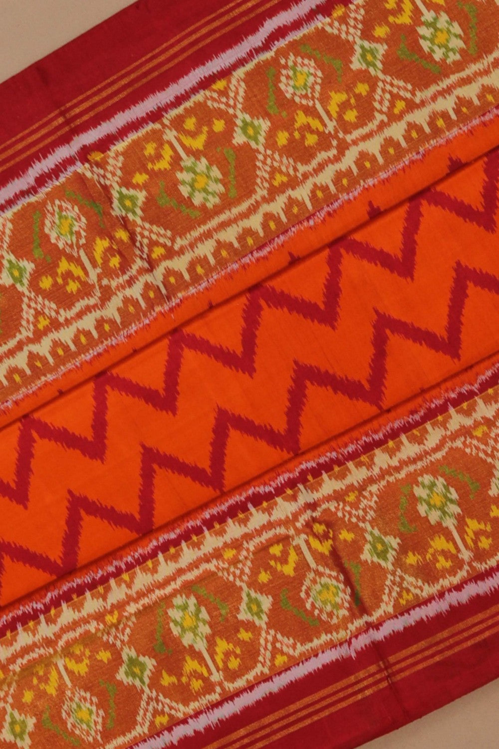 Image of Rajkot Patola Silk Orange Saree